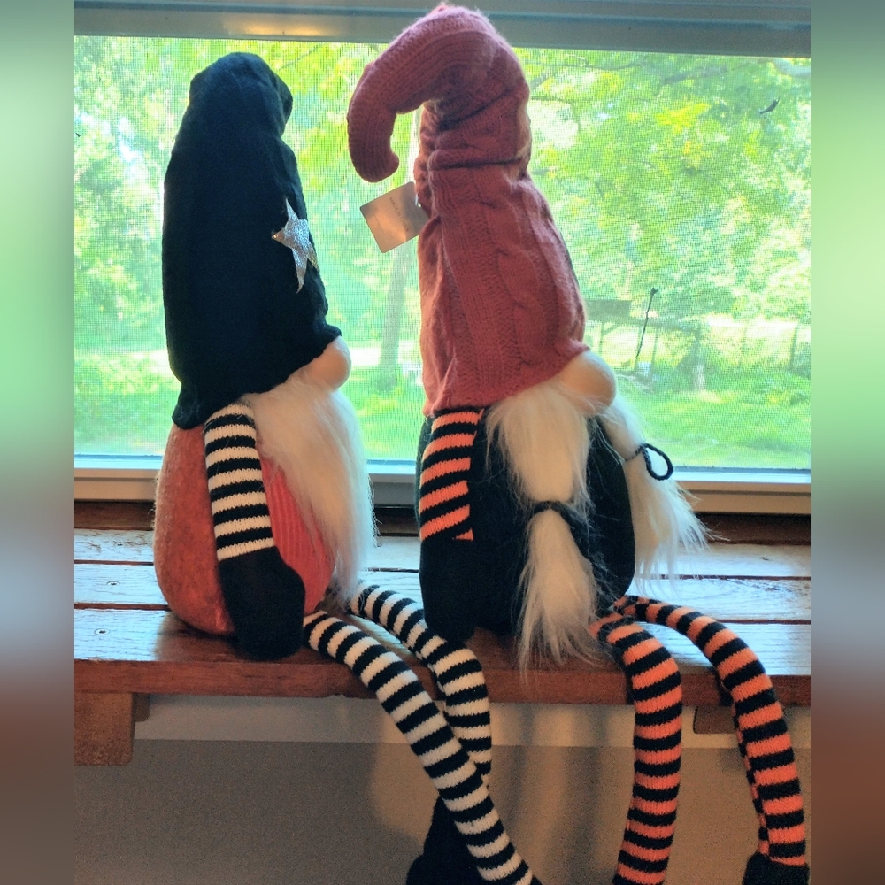 Transpac Imports Halloween Fabric Gnome Self Sitter Set of 2 - Picture 10 of 12